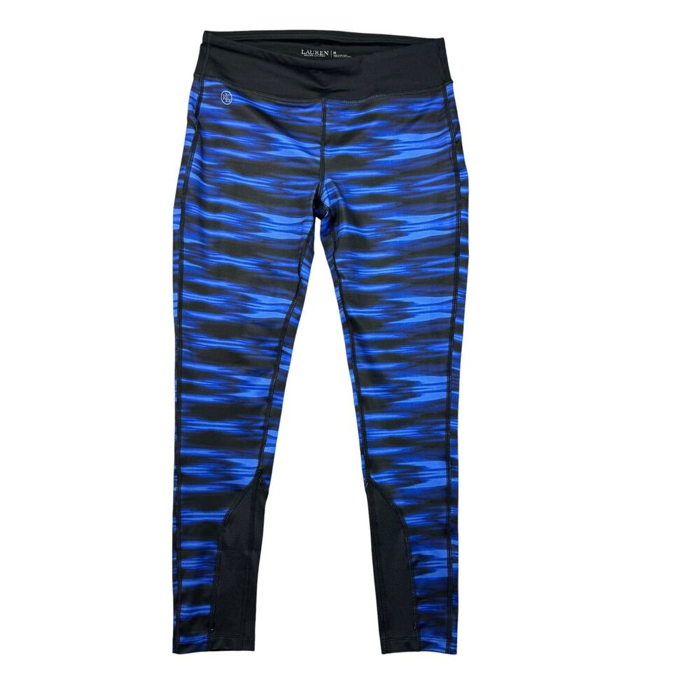 Lauren Ralph Lauren Leggings Womens Medium Blue Black Abstract Stretch Workout